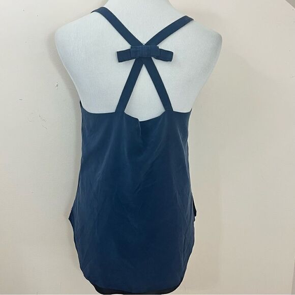 Amanda Uprichard Navy Silk Bow Back Camisole Tank Top M - Picture 3 of 6